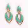 Beautiful Spindle Shaped Earrings in white & turqouise