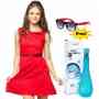 Preety Combo Offer Red Dress + Flat 50% Off + Free  Women's Perfume & Wayfarer