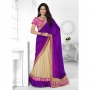 Triveni Purple & Off White Colored Designer Lahenga Saree
