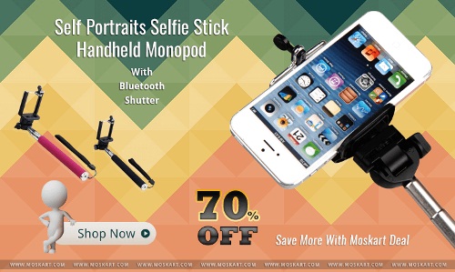 Buy selfie stick handheld monopod with bluetooth shutter at moskart